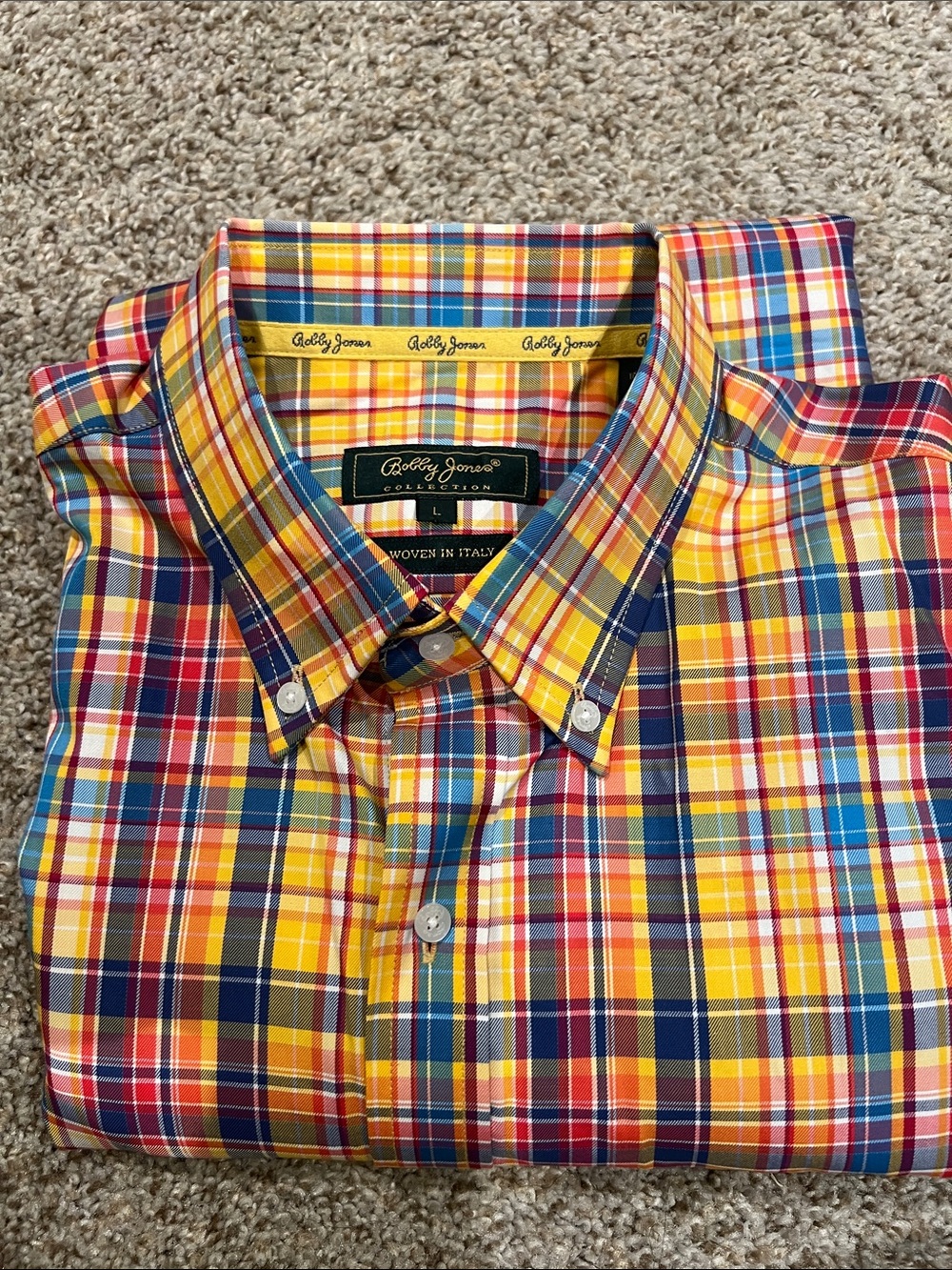 Bobby Jones Multi-Color Plaid Button-Down Shirt (Yellow, Blue, Red)